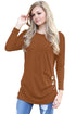 Maroon Buttoned Side Long Sleeve Spring Autumn Womens Top